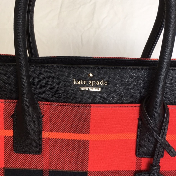 NWOT Kate Spade Cameron Street Plaid Candace Leather Satchel Bag - Picture 3 of 16